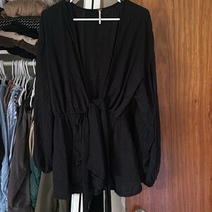 EUC Free People puffy sleeve wrap blouse